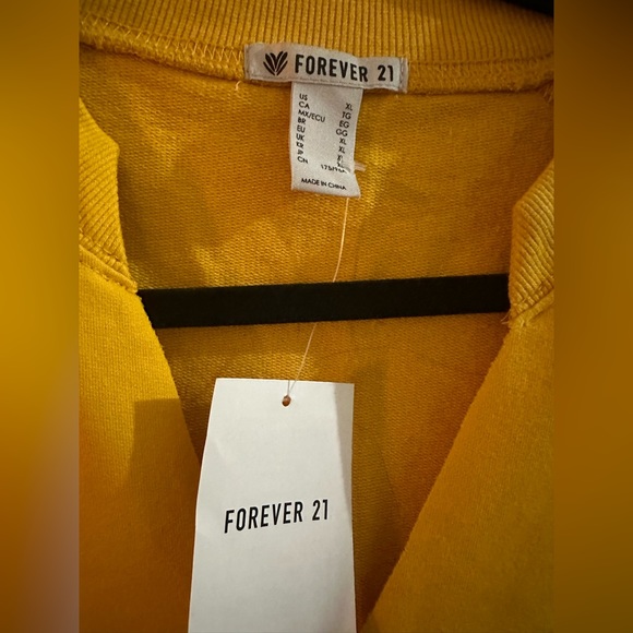 NWT Forever 21 Mustard Yellow Crop Sweatshirt XL - Picture 4 of 4